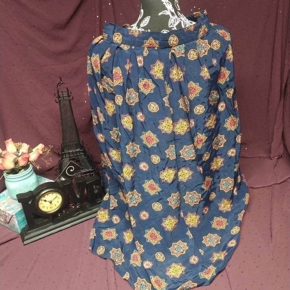 NORTON McNaughton Navy/Yellow Petite Skirt